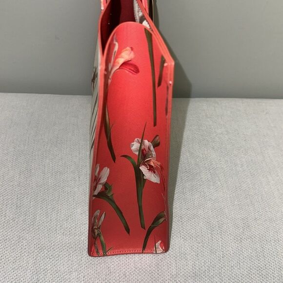 TED BAKER Coral Ivory Green Floral Faux Leather The Icon Tote - Picture 6 of 12
